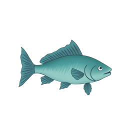 Cartoon teal fish SVG with rounded body and playful fins for kids crafts and print-on-demand