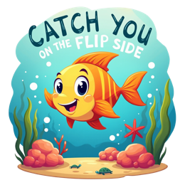 Colorful cartoon fish swimming with turtles, coral, starfish, and seaweed in a bright underwater scene