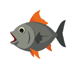 Colorful cartoon fish SVG with gray body and orange fins, perfect for Cricut and Silhouette crafts