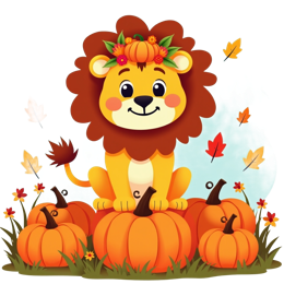 animals fantasy pumpkins autumn SVG PNG design with bold lettering, orange and red floral elements
