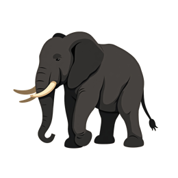 Cartoon elephant SVG design with tusks and curved trunk, perfect for kids crafts and wildlife projects
