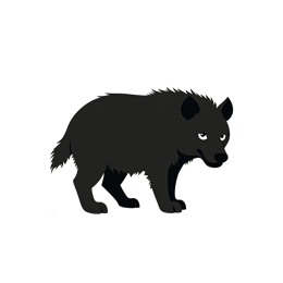 Cute black bear cartoon illustration with playful expression on beige background