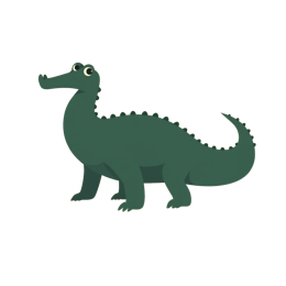 Cute green cartoon dinosaur with a playful smile in a simple flat design