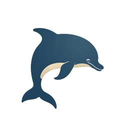 Playful cartoon dolphin SVG with blue and cream colors, ideal for Cricut and Silhouette crafts