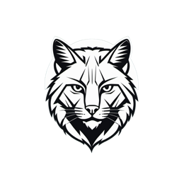Stylized black and white lynx head design with bold lines for Cricut and print-on-demand crafts