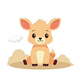 Cute cartoon fawn illustration with soft pastel colors, perfect for kids crafts and t-shirt designs