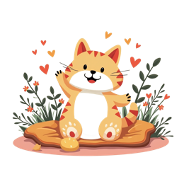 animals cute cat illustration SVG PNG design with orange and pink floral elements, an uplifting message