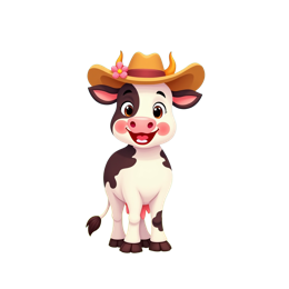animals cow cartoon landscape flower SVG PNG design with black and white floral elements