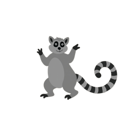 Cute cartoon lemur with striped tail in playful pose on light background SVG design