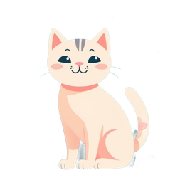 Cute white cat sitting in a colorful garden with butterflies and flowers SVG design