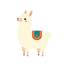 Cartoon llama SVG with colorful saddle on light blue background, perfect for Cricut and Silhouette crafts