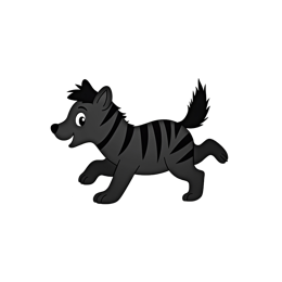 Cartoon black dog SVG with bold stripes and playful expression for Cricut and Silhouette crafts