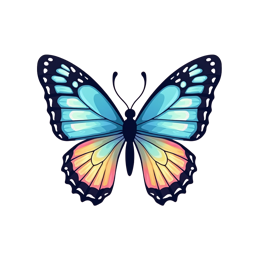 Colorful butterfly SVG with bright blue and orange wings on a soft pink background, perfect for Cricut and Silhouette crafts
