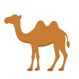 Cartoon camel silhouette SVG with two humps in flat brown and yellow colors for crafting