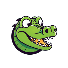 Happy cartoon crocodile with a friendly smile and bright green color, perfect for kids' crafts and apparel
