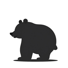 Bold black bear silhouette in side profile, simple flat design for crafts