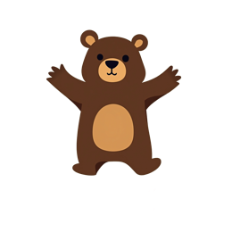 Cute cartoon brown bear with arms raised and AWARE text in bold orange on pale yellow background