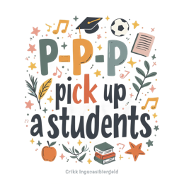 p pick up a students floral SVG PNG design with hand-drawn style, bold lettering, black and white floral elements