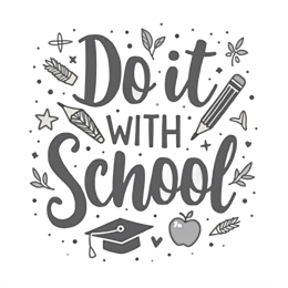 do it with school SVG PNG design with hand-drawn style, bold lettering, white and red floral elements