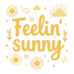 feelin' sunny SVG PNG design with hand-drawn style, bold lettering, white and red floral elements