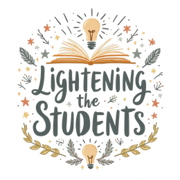 lightening the students SVG PNG design with hand-drawn style, bold lettering, orange and red floral elements