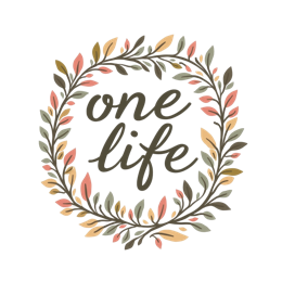 one life SVG PNG design with hand-drawn style, bold lettering, white and pink floral elements