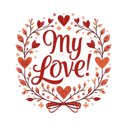 my love SVG PNG design with hand-drawn style, bold lettering, white and orange floral elements