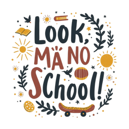 look no m school SVG PNG design with hand-drawn style, bold lettering, black and white floral elements