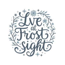 live at frost sight SVG PNG design with hand-drawn style, white and blue floral elements, an uplifting message