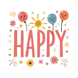 happy h SVG PNG design with bold lettering, black and white floral elements, an uplifting message