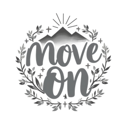 move on SVG PNG design with hand-drawn style, bold lettering, white and green floral elements