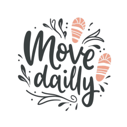 move daily SVG PNG design with hand-drawn style, bold lettering, black and white floral elements