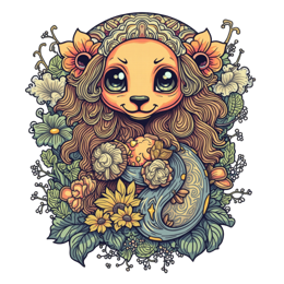 animals flowermoon floral SVG PNG design with hand-drawn style, white and pink floral elements, an elegant visual style