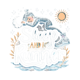 sleep and i runner SVG PNG design with hand-drawn style, bold lettering, white and orange floral elements