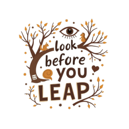 look before you leap SVG PNG design with bold lettering, white and orange floral elements