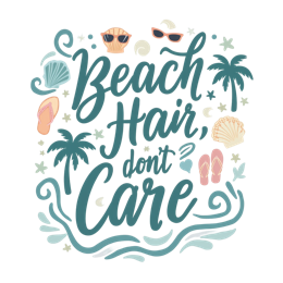 beach hair don't care SVG PNG design with bold lettering, white and orange floral elements