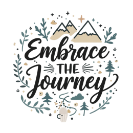 embrace the journey SVG PNG design with hand-drawn style, bold lettering, black and white floral elements
