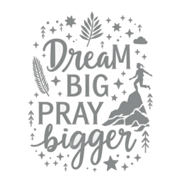 dream big pray bigger SVG PNG design with hand-drawn style, bold lettering, white and red floral elements