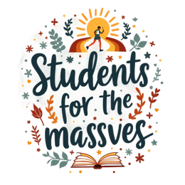 students for the masses SVG PNG design with bold lettering, orange and red floral elements, an uplifting message