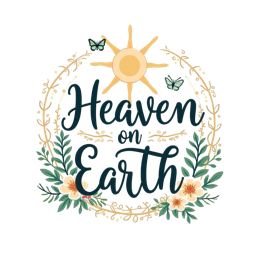 heaven on earth SVG PNG design with bold lettering, white and peach floral elements