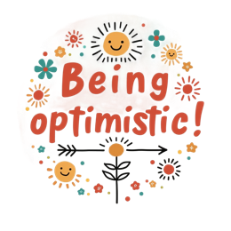 optimism happiness SVG PNG design with bold lettering, white and orange floral elements, an uplifting message