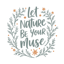 nature quotes wreath SVG PNG design with hand-drawn style, orange and green floral elements