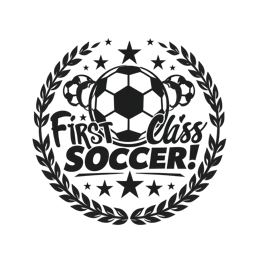 soccer award wreath SVG PNG design with bold lettering, black and white floral elements