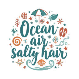ocean air salty hair SVG PNG design with hand-drawn style