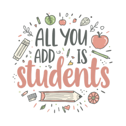 students SVG PNG design with bold lettering, black and white floral elements