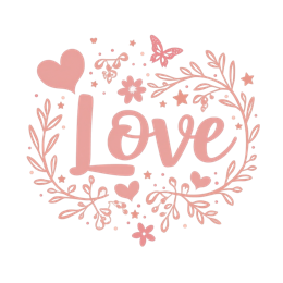 love SVG PNG design with hand-drawn style, pink floral elements