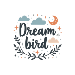dream bird SVG PNG design with bold lettering, peach and blue floral elements