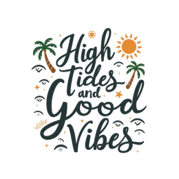 high tides good vibes SVG PNG design with hand-drawn style, bold lettering, an uplifting message