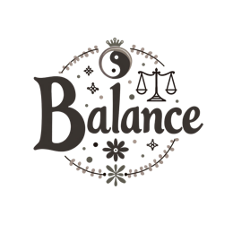 balance flower SVG PNG design with bold lettering, black and white floral elements