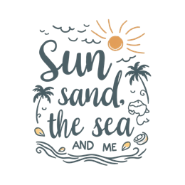 sun sand sea SVG PNG design with hand-drawn style